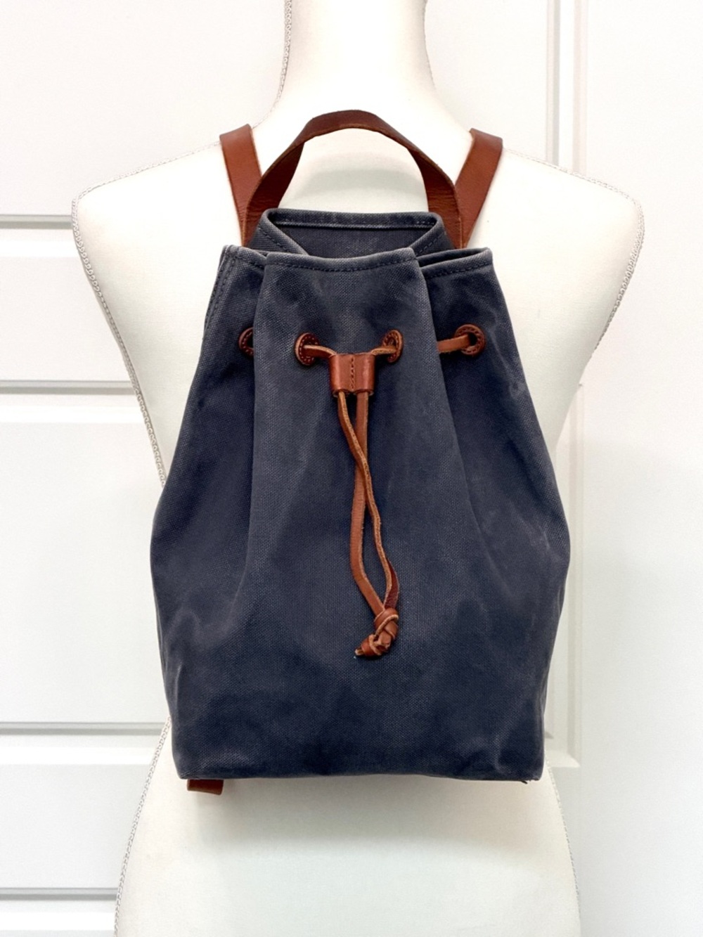 Madewell Somerset Backpack in Washed Out Black Canvas and Brown Leather